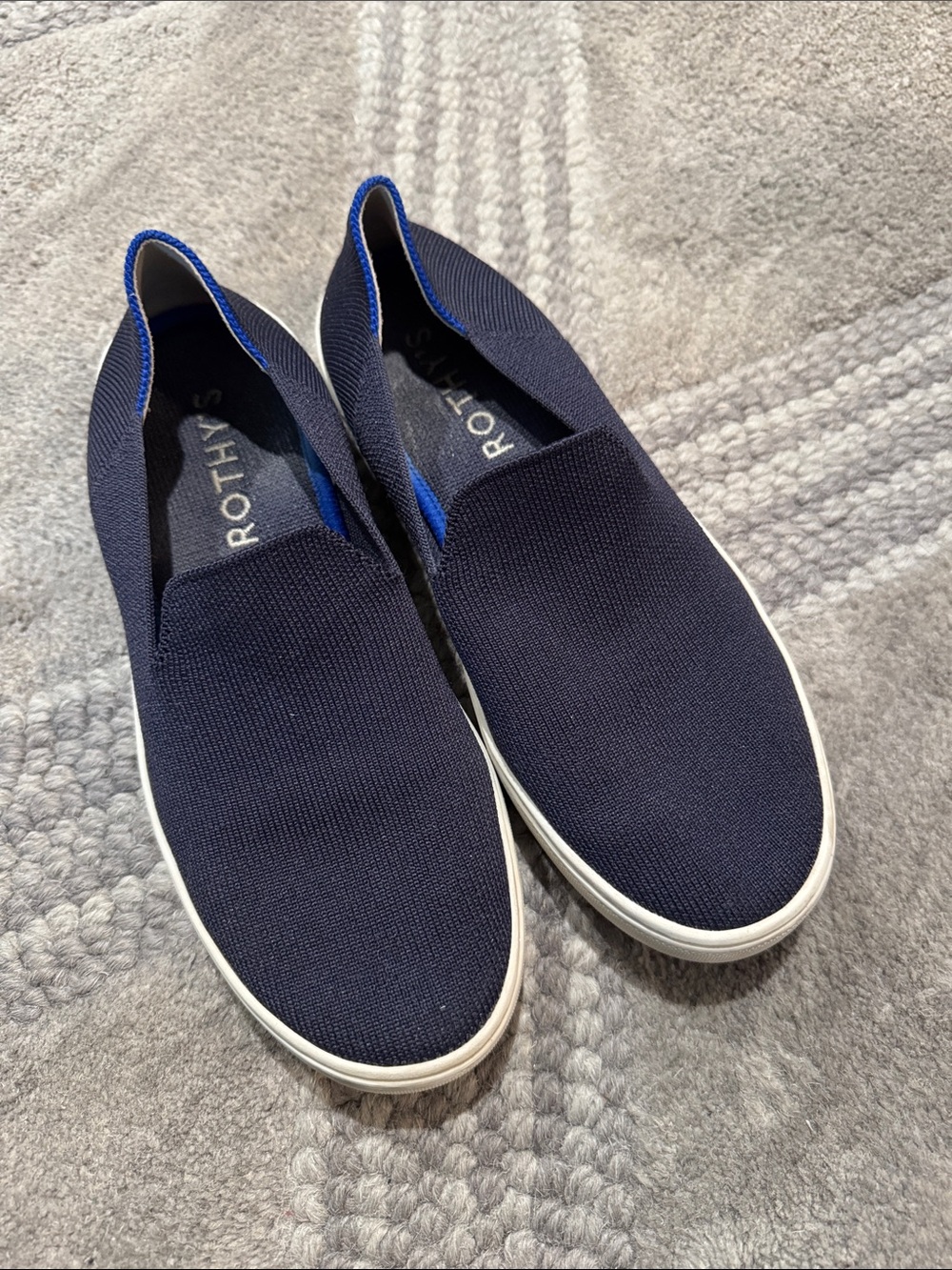 Rothy's Navy Slip-On Loafers with Blue Trim